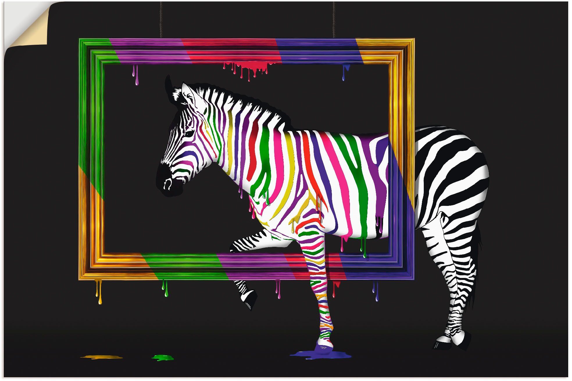 Artland Wandbild Das Regenbogen Zebra, Animal Fantasy (1 St), als Alubild, Leinwandbild, Wandaufkleber oder Poster in versch. Größen