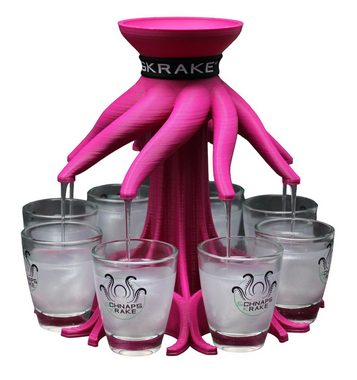 Schnapskrake Schnapsglas Shotverteiler Getränkeverteiler 8 Gläser á 3cl Partygag Pink, Kunststoff