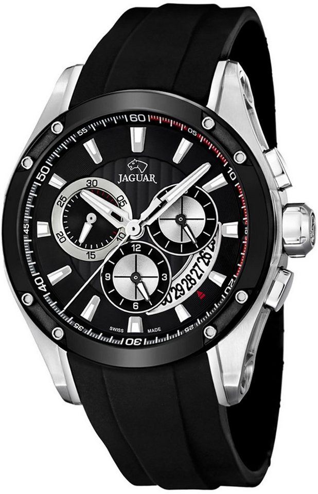 JAGUAR Chronograph Jaguar Herren Uhr Sport J688/1 PUR, Herren Armbanduhr  rund, PURarmband schwarz, Sport