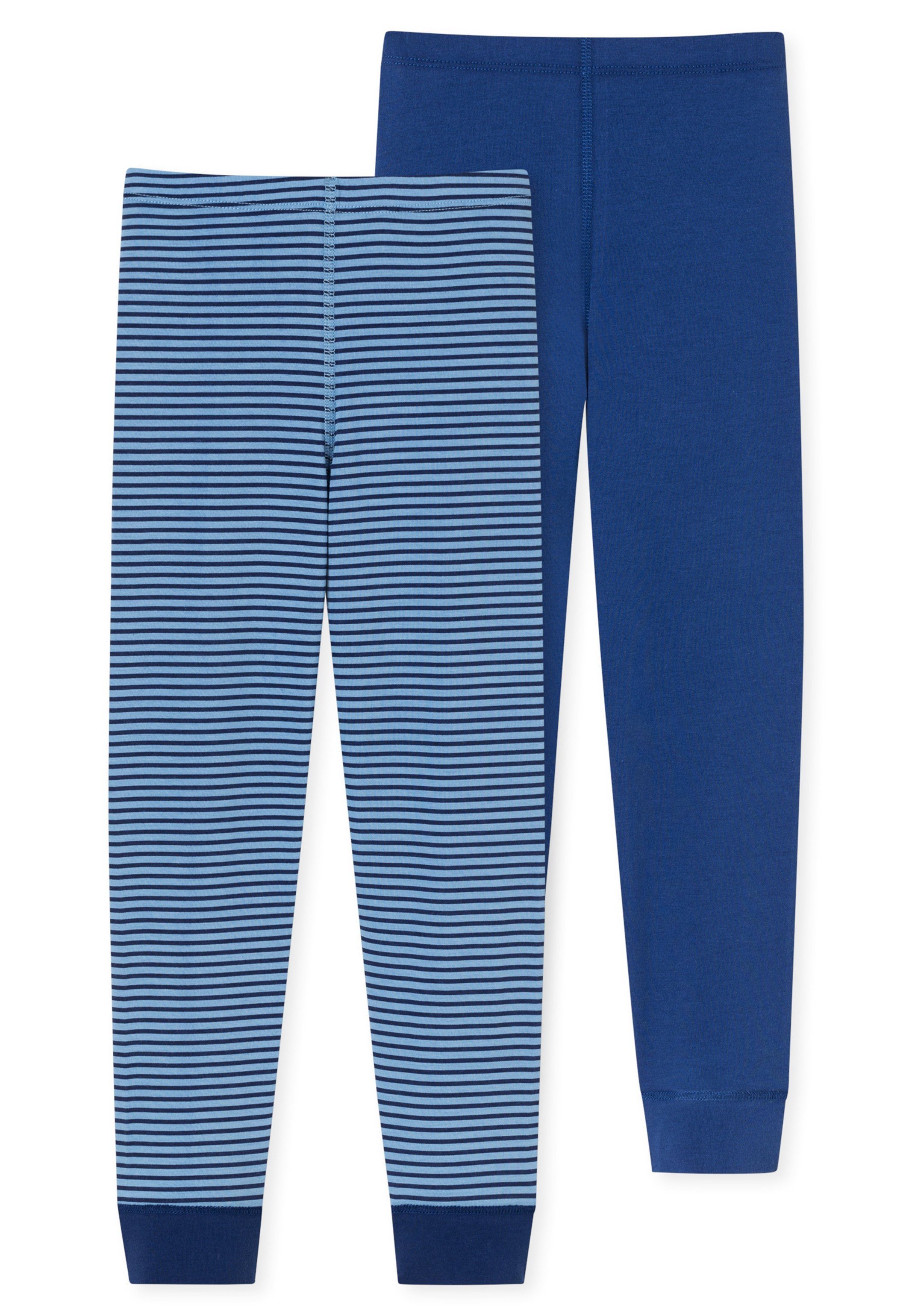 Schiesser Lange Unterhose 2er Ohne Pack (Spar-Set, Baumwolle Cotton - 2-St) Eingriff Blau - - Unterhose 95/5 Lange Organic