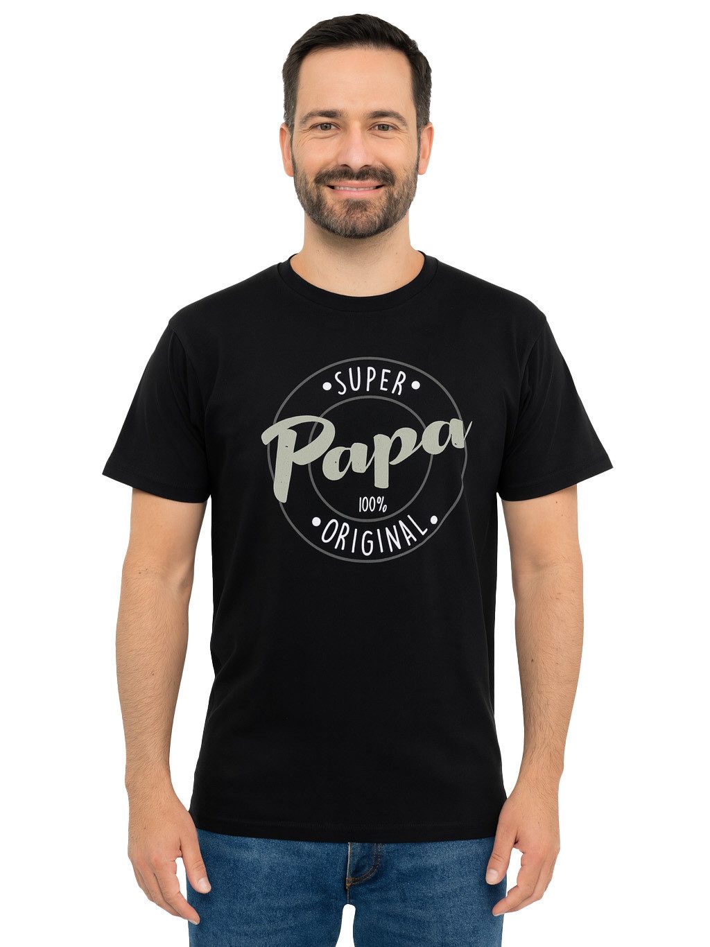 T-Shirt Super Papa T-Shirt Vater Vatertag Kurzarm Shirt Oberteil Top