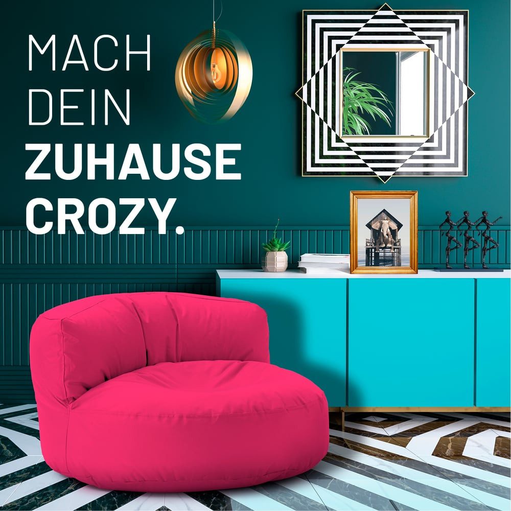 Lumaland Sitzsack Round Sofa Sitzkissen Bean Bag Couch Lounge, inkl. Rückenlehne In-& Outdoor 90x90x50cm