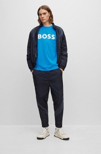 BOSS ORANGE Kurzarmshirt Thinking 1 Logoschriftzug-Frontprint open_blue465 mit (1-tlg)