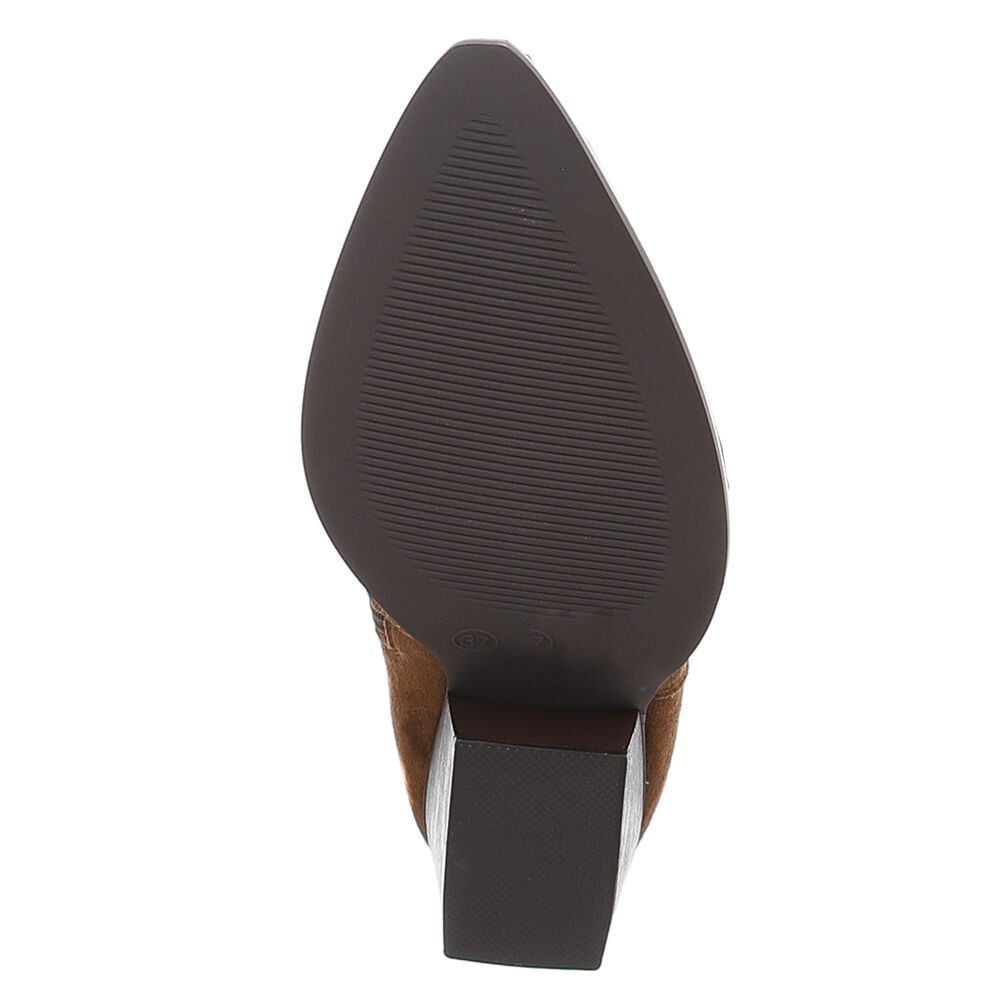 Ital-Design Elegante Cowboy-Stiefel mit Verzierungen für Damen Westernstiefel (90704213) Blockabsatz Stiefel in Braun