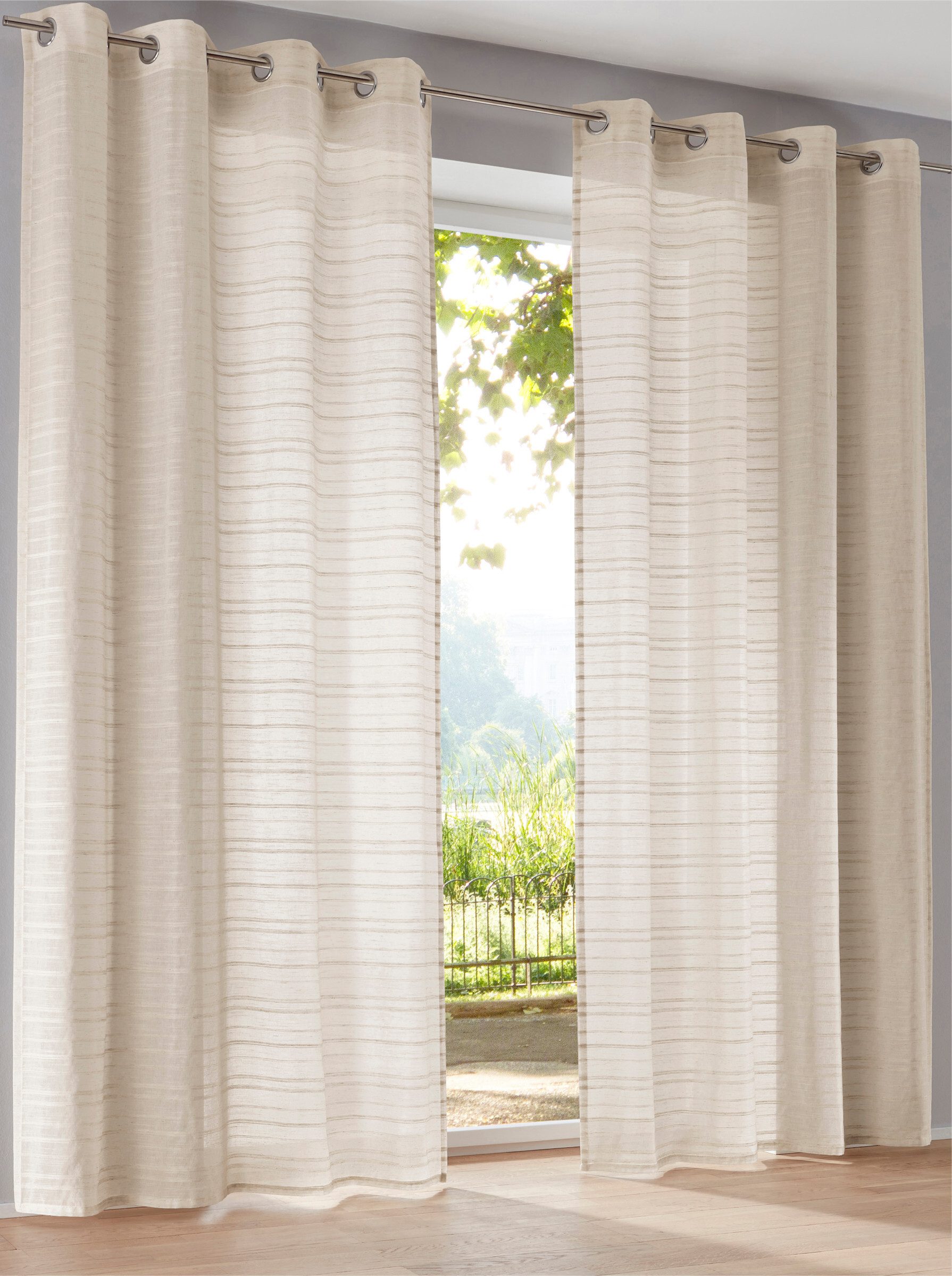 heine Gardine Dekostore (2 St), Ösen, halbtransparent, Fertigstore gerade F günstig online kaufen