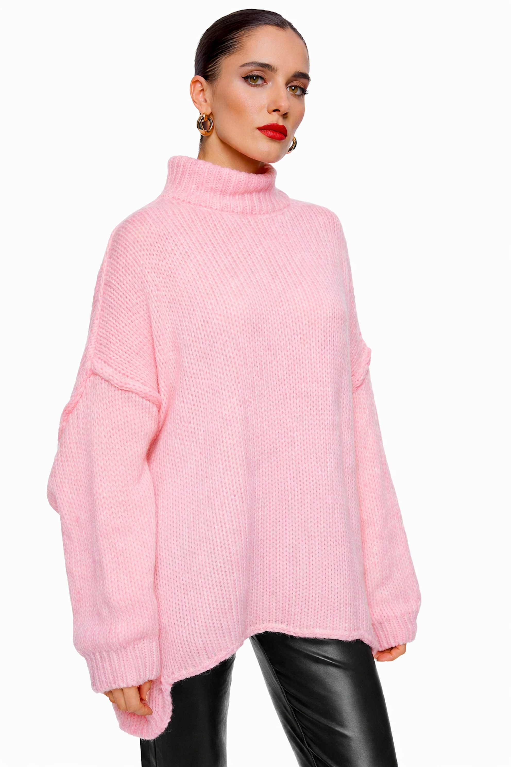 Worldclassca Longpullover WORLDCLASSCA Damen Oversize Strickpulllover Lang Pulli mit Steh Kragen Neue Kollektion - Stilvolle und gemütliche Strickmode für Damen