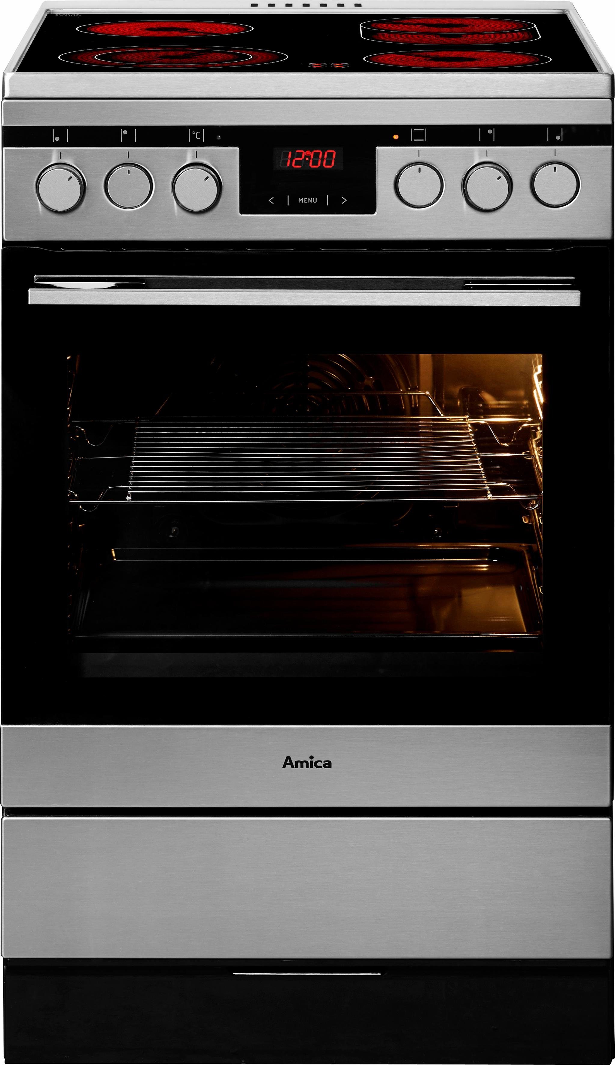 Amica Elektro-Standherd SHC 11587 E, mit 2-fach-Teleskopauszug, Komfortables Kochen und Backen mit bequemer Handhabung