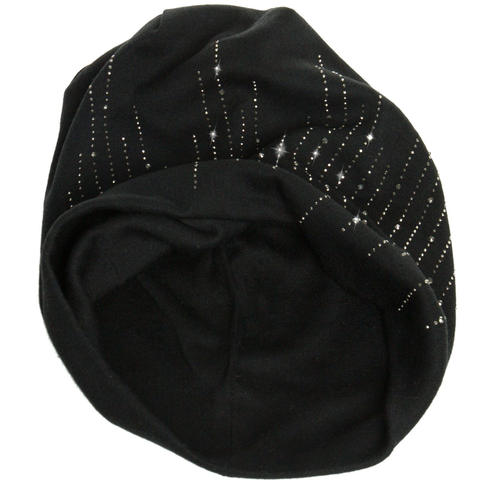 Caspar Beanie MU142 Mütze mit stylischen Strass Streifen und warmem Flanell Stoff