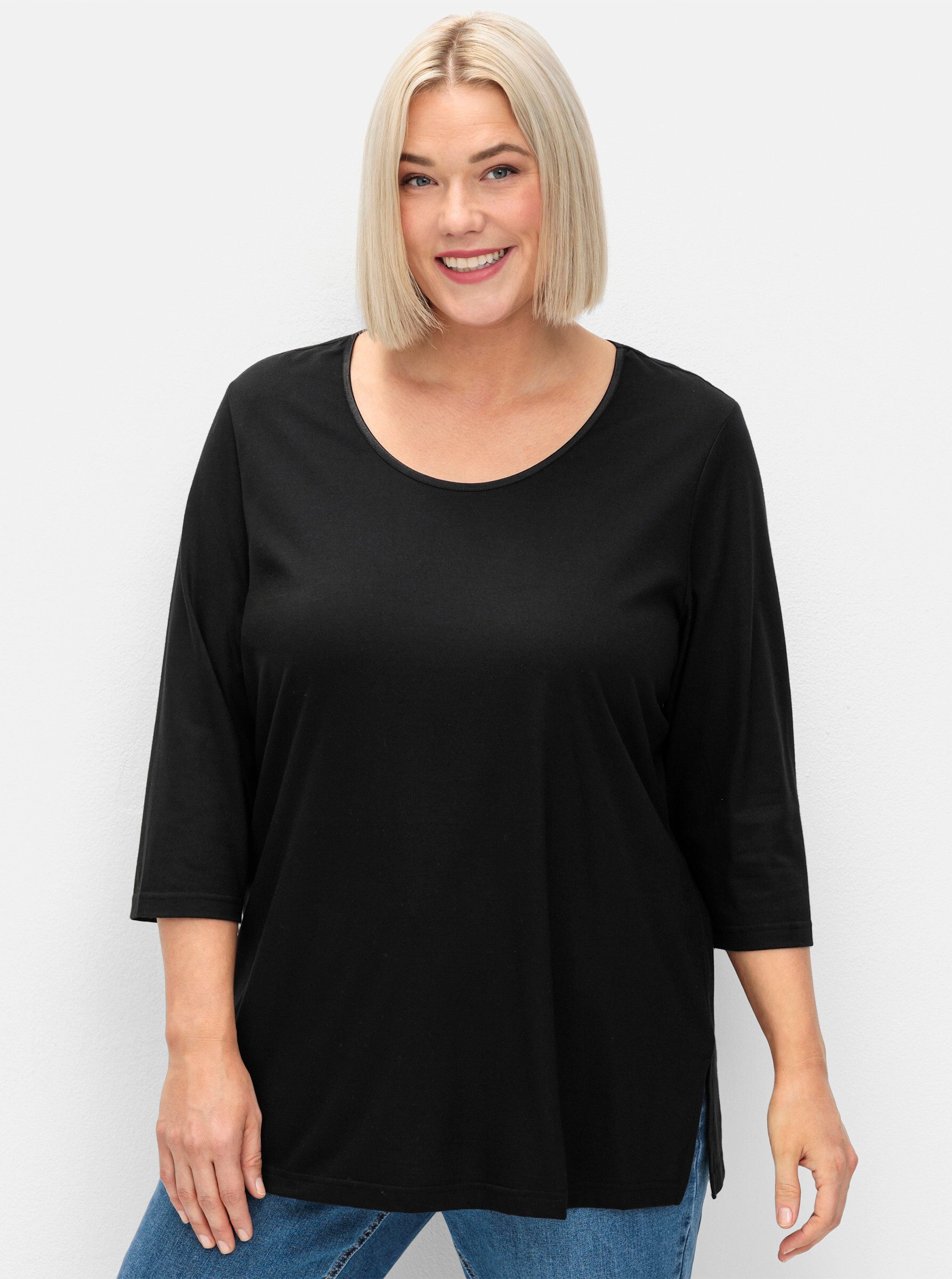 Sheego T-Shirt Rundhalsshirt . mit dezent glänzender Blende günstig online kaufen