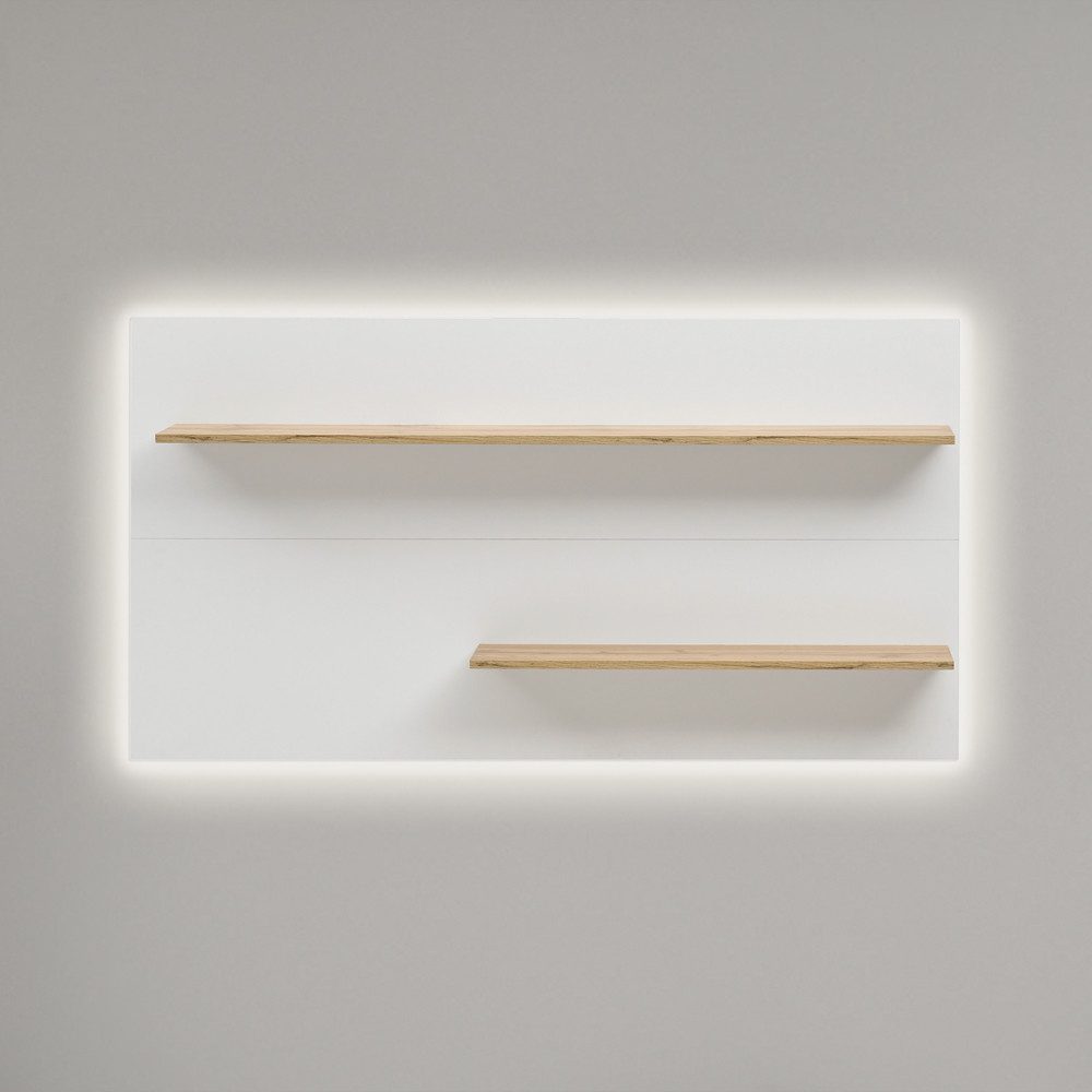 Lomadox Wandregal CRISP-61, weiß mit Absetzungen in Wotan Eiche Nb. 155/80/20 cm