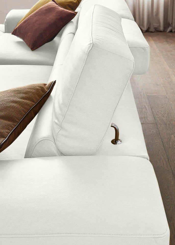 W.SCHILLIG Ecksofa piedroo, Designsofa mit tollem Sitzkomfort, bequem und elegant, L-Form, Kopfteilverstellung, wahlweise mit Sitztiefenverstellung, Breite 343cm