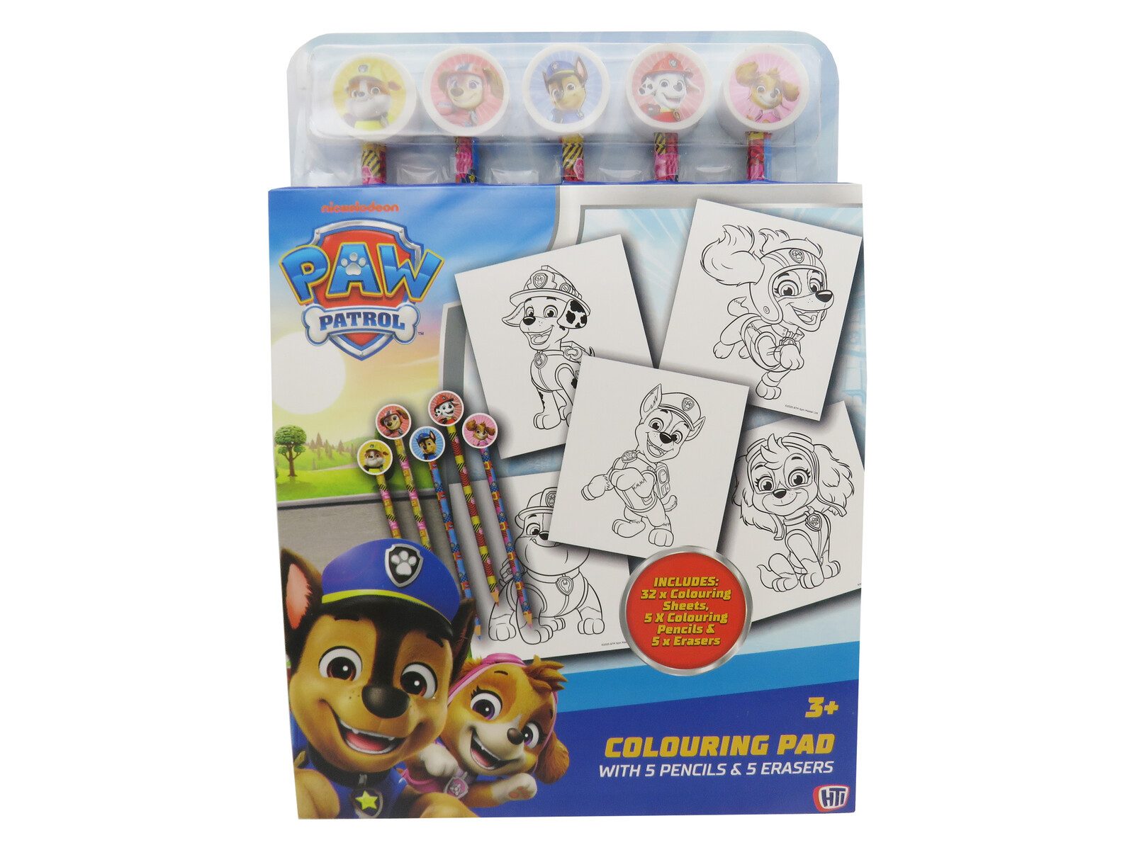PAW PATROL Malbuch Malbuch mit Radierstiften 32 Malseiten 5 Buntstifte und 5 Radiergummis