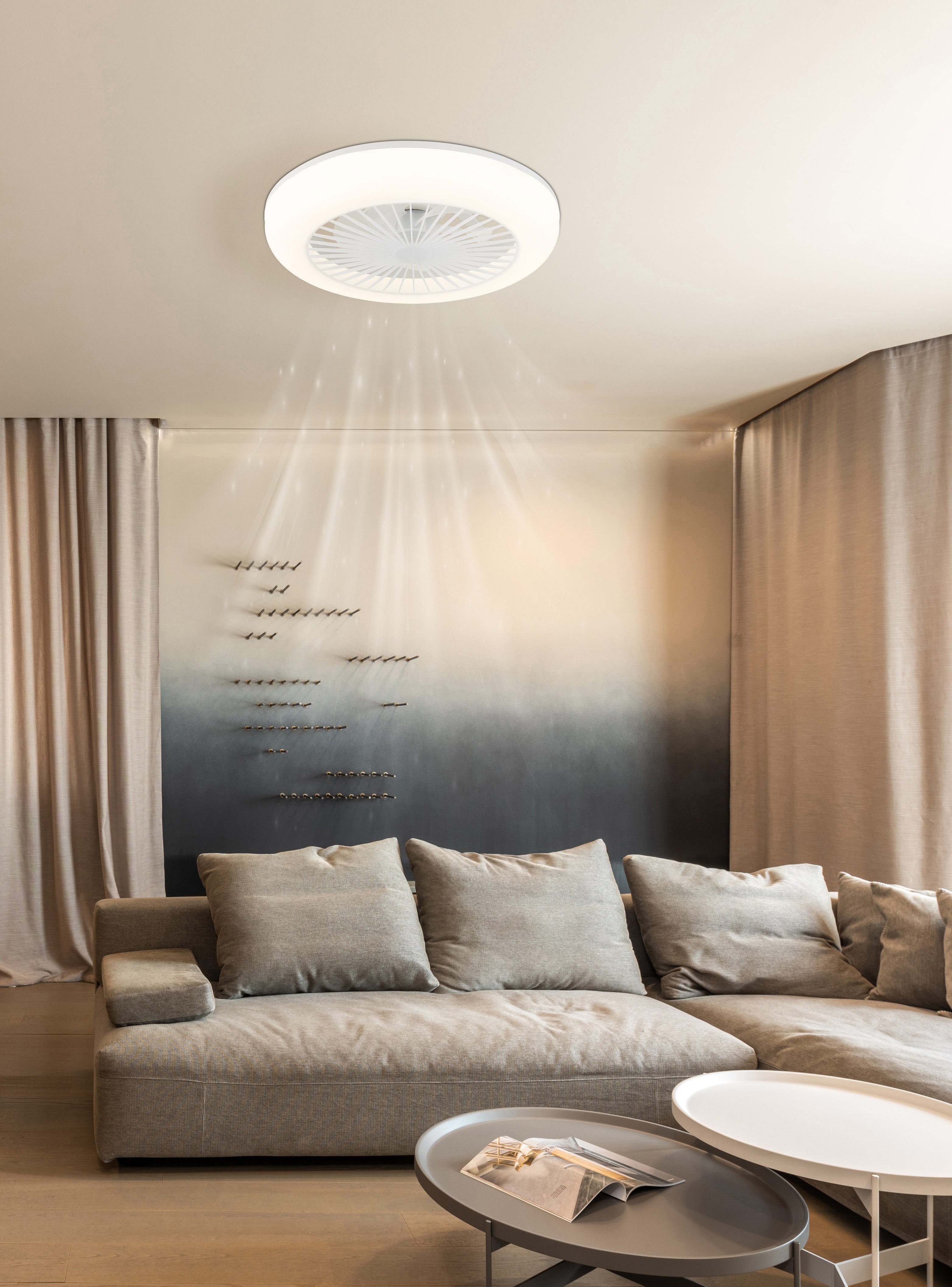 GLOBO LIGHTING Deckenleuchte FERRELL, LED fest integriert, Deckenventilator mit LED, dimmbar, smart & energiesparend