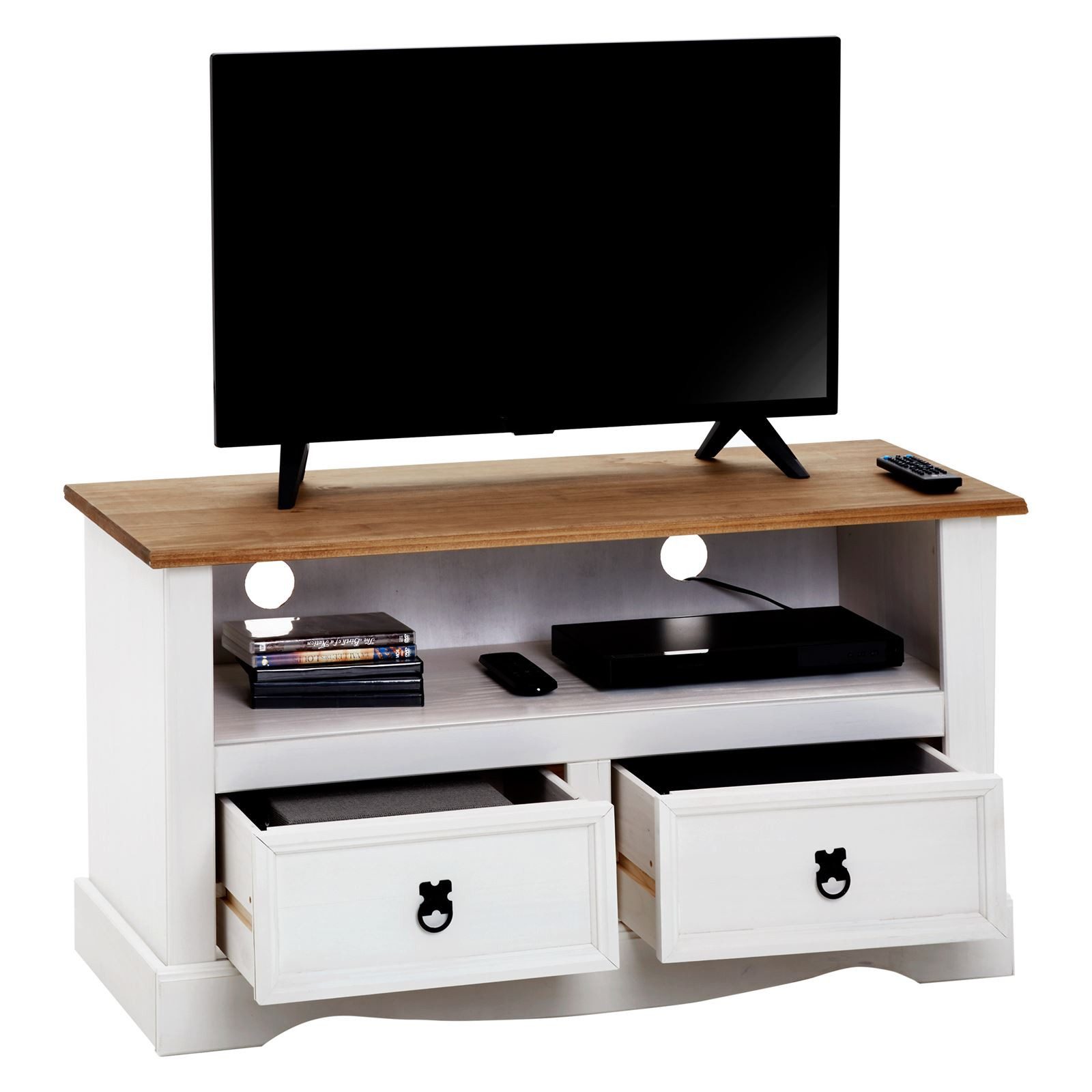 CARO-Möbel Lowboard CAMPO, TV Lowboard Mexiko Stil Fernsehtisch Kiefer massiv Fernsehschrank Me