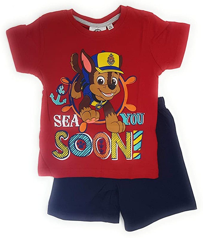 PAW PATROL Pyjama PAW PATROL PYJAMA Shorty kurzer Pyjama Jungen Rot