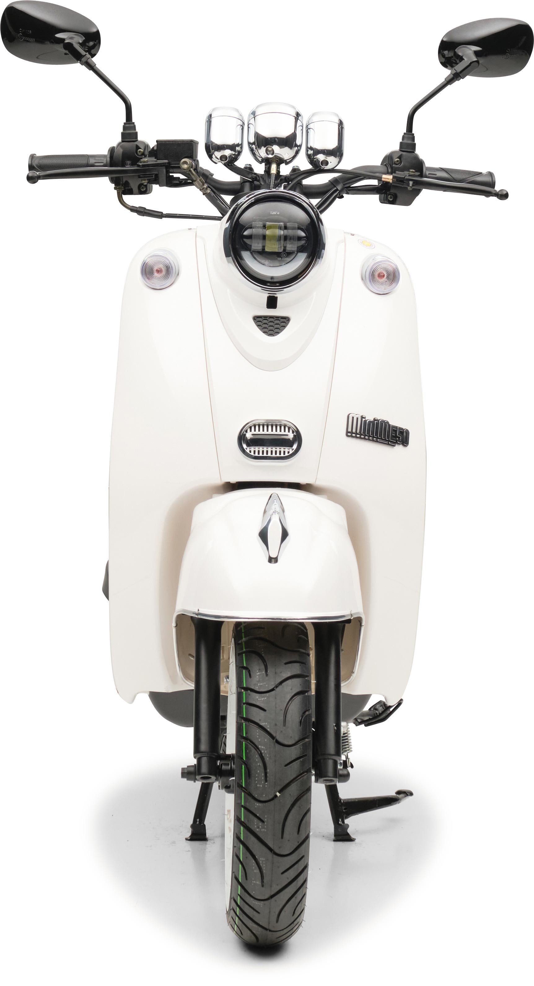 Burnout Motorroller MiniMe 2.0 Weiß, 50 ccm, 45 km/h, Euro 5, Unverwechselbares Retro Design, Moped