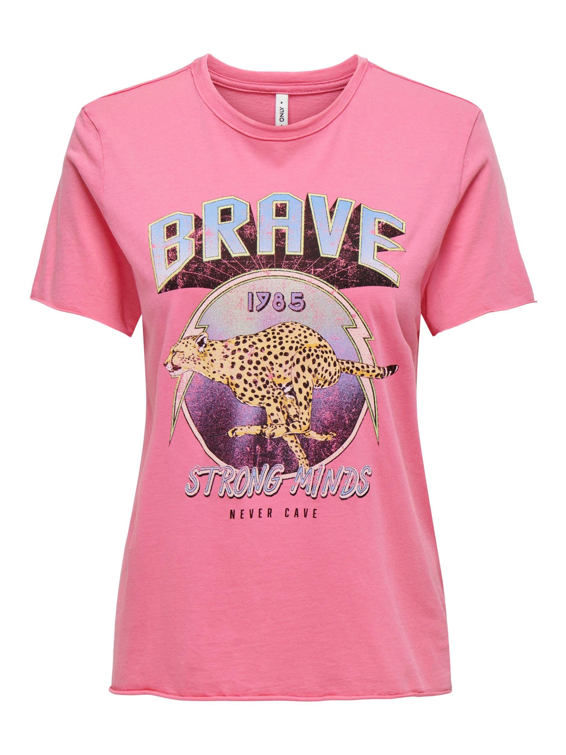 Azalea Print:Brave BOX REG SPIRIT Rundhalsshirt JRS S/S ONLLUCKY Pink ONLY TOP