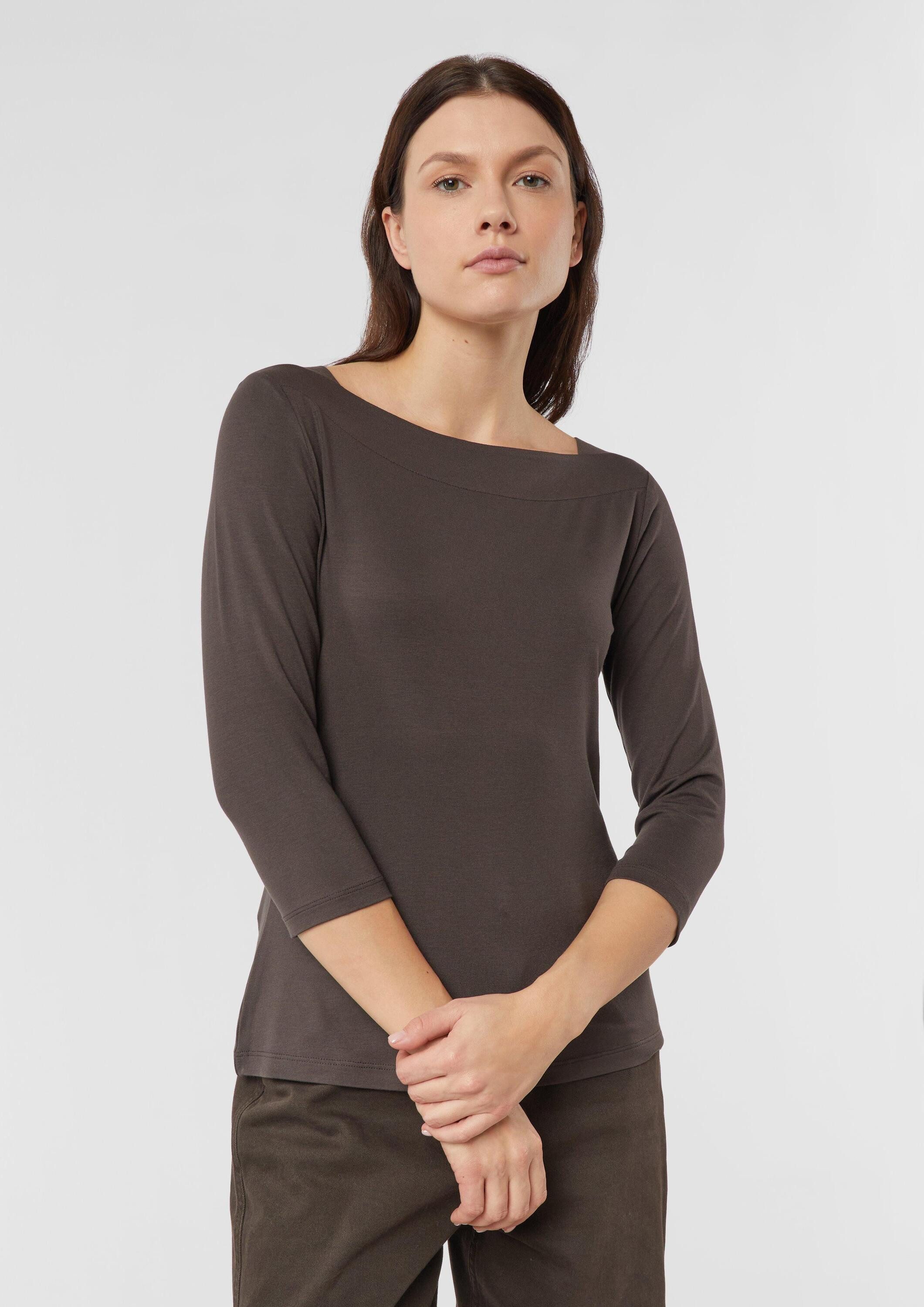 comma 3/4-Arm-Shirt T-Shirt Viskoseshirt im Slim Fit mit 3/4-Ärmeln