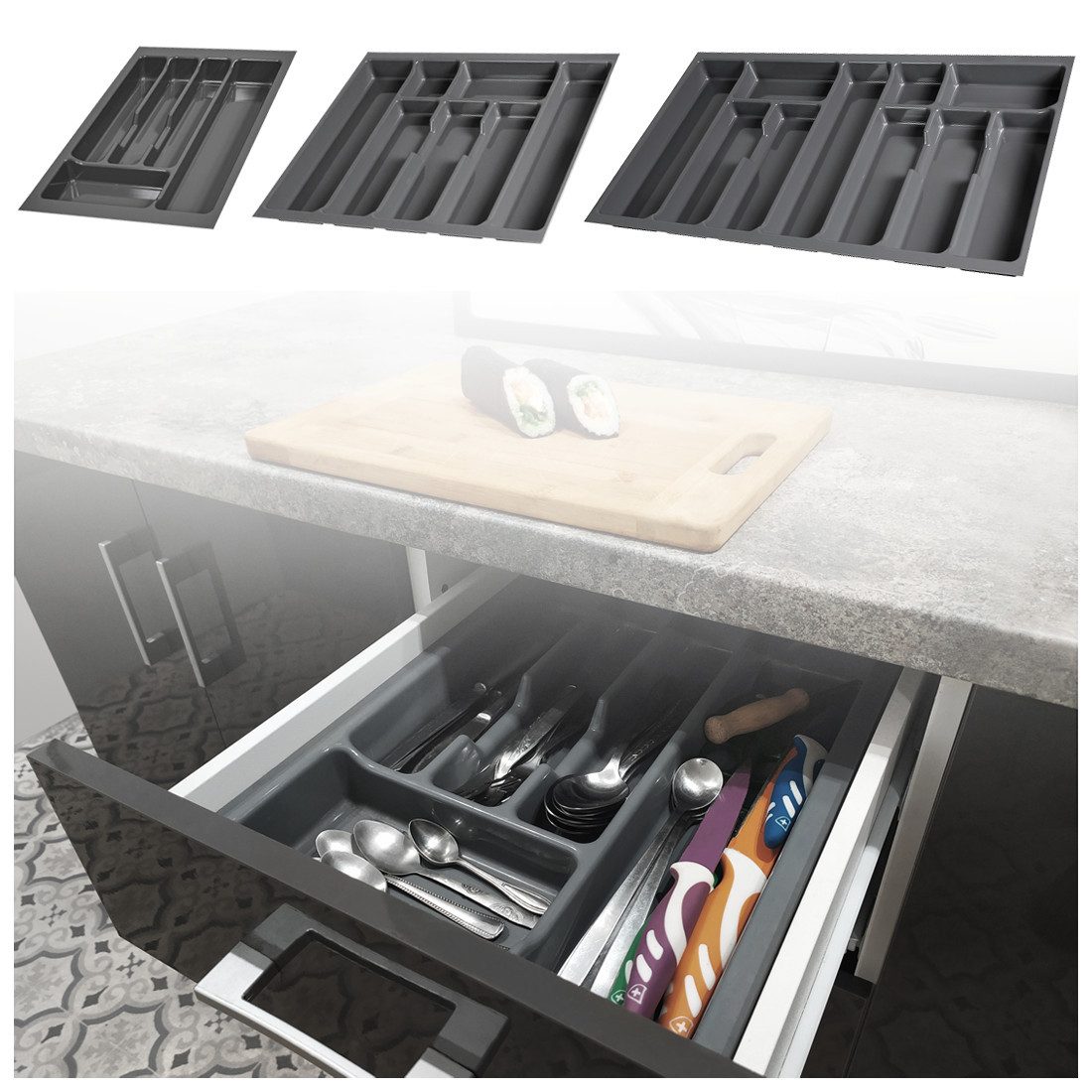 Furnify Schubkasteneinsatz Besteckeinsatz Besteckeinteilung für Küchenschrä günstig online kaufen