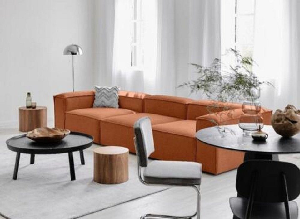 xxl Orange mit Couchen Teile Couch, Hocker Stoffsofa 4-Sitzer 2 Textil JVmoebel Sofas Sofa Set