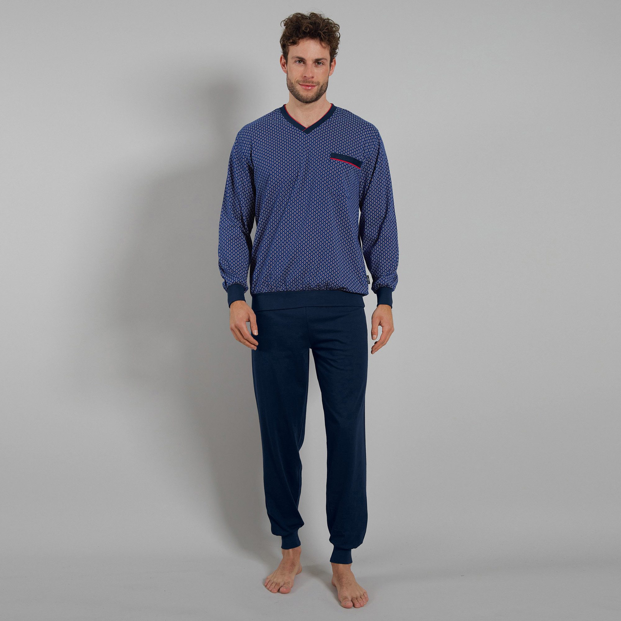 GÖTZBURG Pyjama Herren-Schlafanzug Single-Jersey gemustert günstig online kaufen