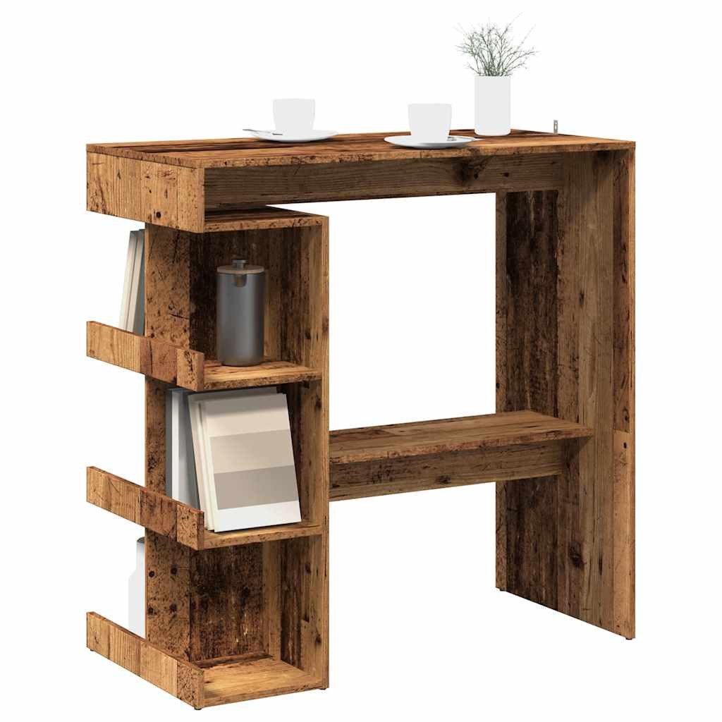 vidaXL Bartisch NA Bartisch mit Regal Altholz-Optik 100x48x101,5 cm