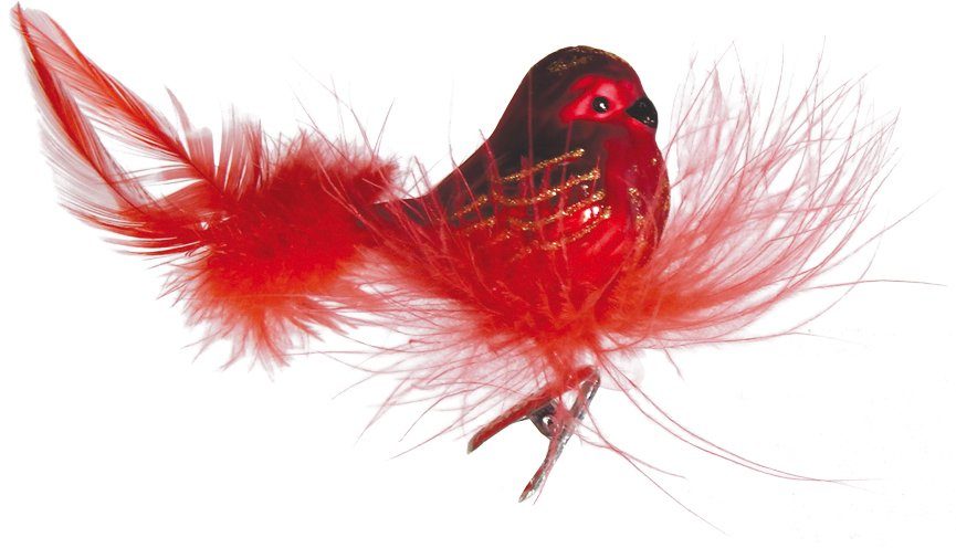 Krebs Glas Lauscha Weihnachtsbaumklammer CBK50250, Weihnachtsdeko rot,  Christbaumschmuck (1-tlg), Vogel