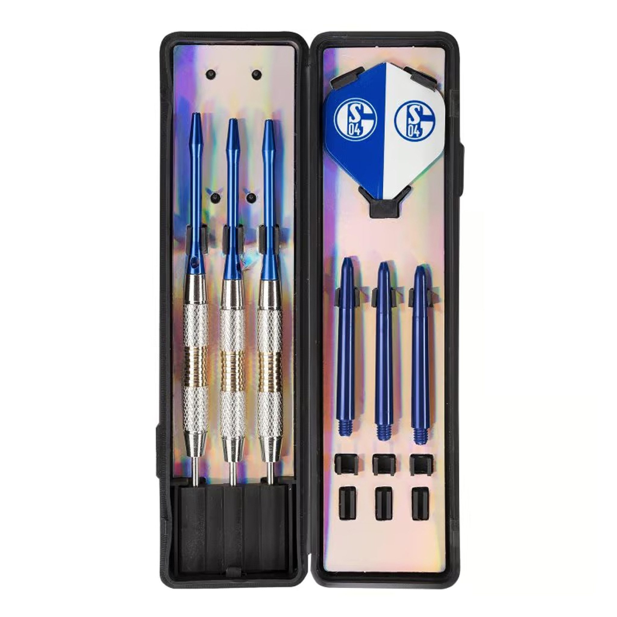 FC Schalke 04 Dartpfeil Steeldart-Set Box, Dartpfeile, Dartflights, Dart Schäfte