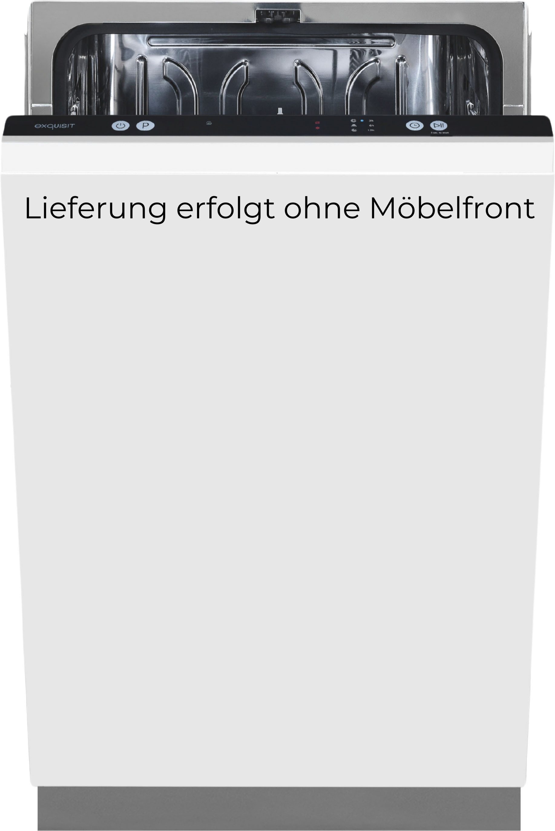 exquisit vollintegrierbarer Geschirrspüler 1009 EGSP1009-E-450D schwarz, 10 l, 9 Maßgedecke, 9 Maßgedecke & flüsterleise 49 dB – stark und angenehm ruhig