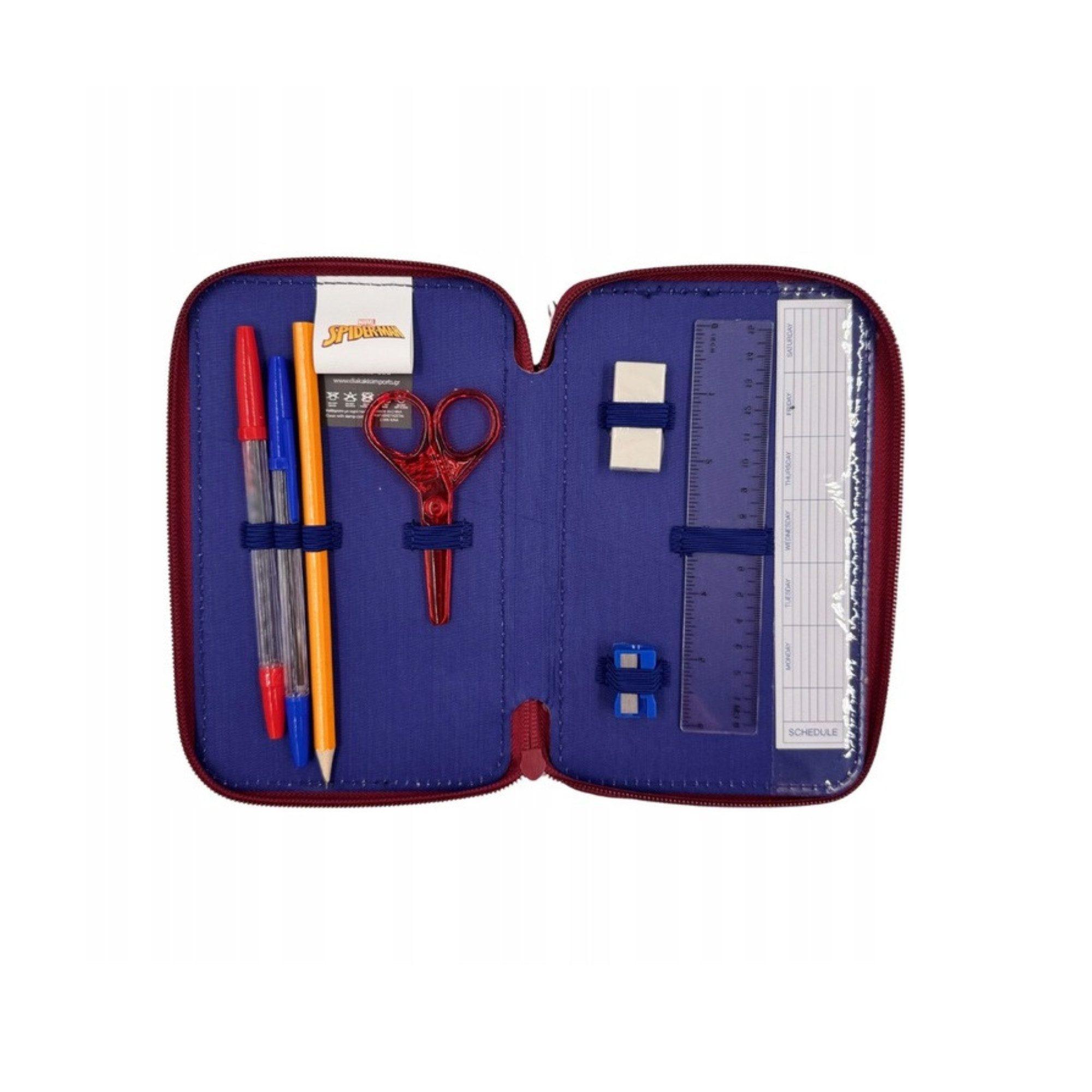 GOLDKIDS Federmäppchen 3 Fächer - Mäppchen für Jungen und Mädchen -, (Federmappe 3-Fach Federtasche Gefüllte Schüleretui, Schulmäppchen und Hausaufgabenheft), - Spiderman