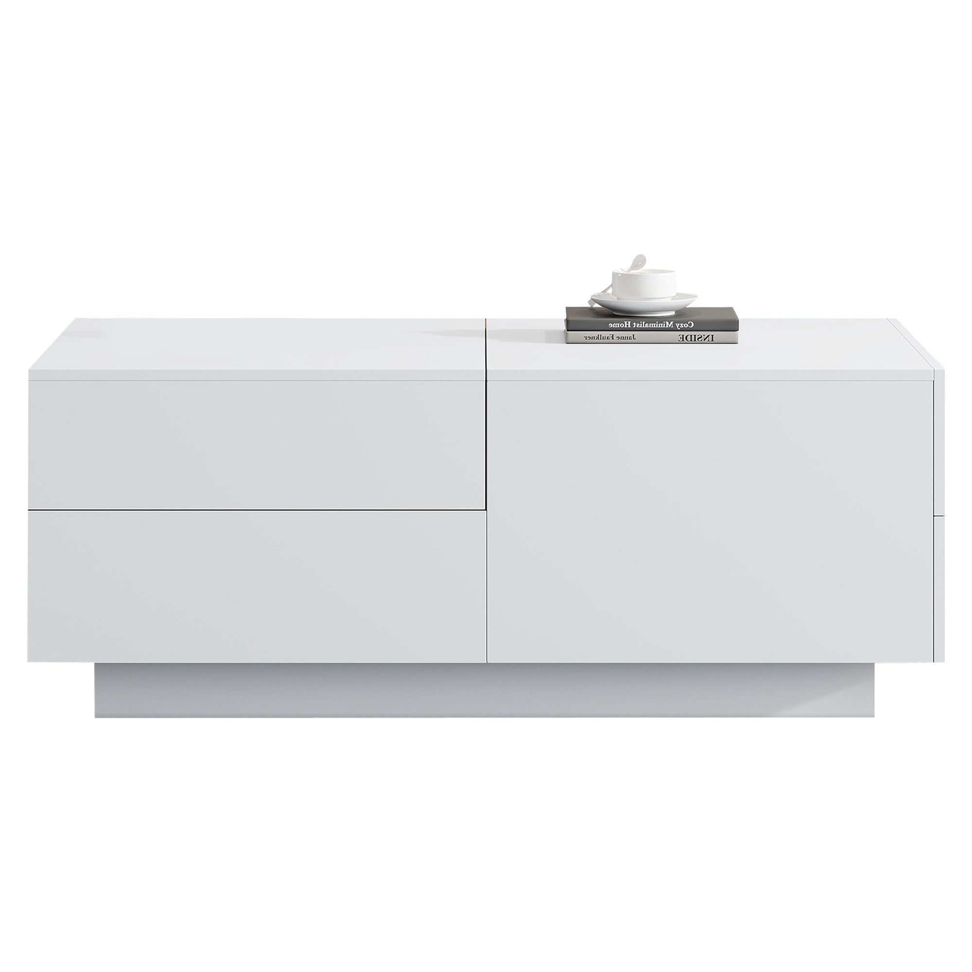 BlingBin Couchtisch Kaffeetisch, Wohnzimmertisch, mit großen Stauraum (1er Set, 1-St., mit verschiebbarer Tischplatte, 4 Schubladen), Perfekt für stilvolle Wohnzimmer 90x55x45cm