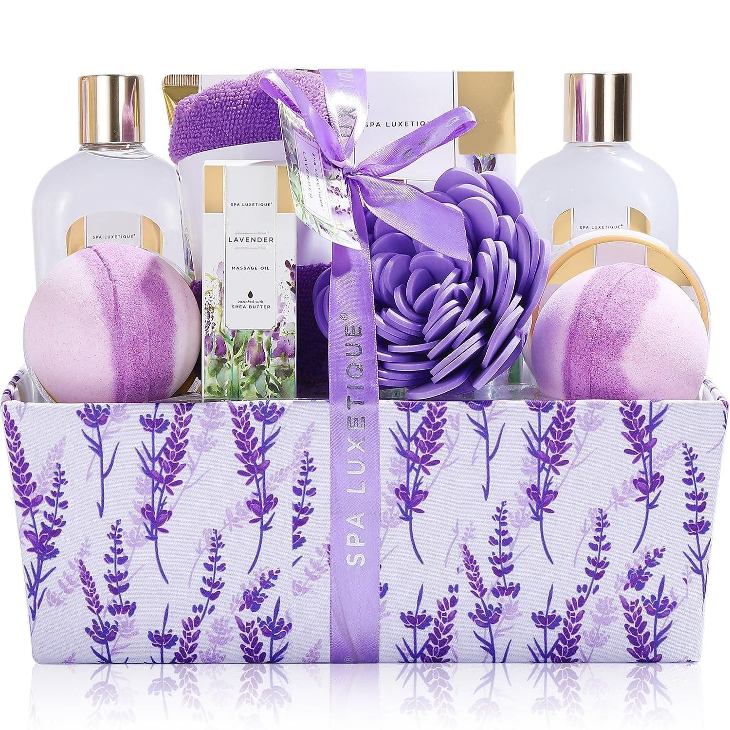 LuxusKollektion Pflege-Geschenkset Geschenkset Lavendelduft Badesalz Badebomben Handcreme Duschgel
