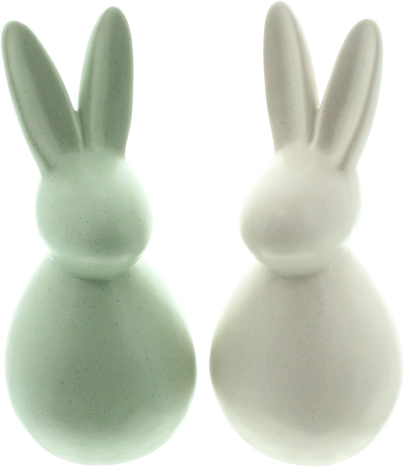 Osterhase "Modern" aus Porzellan, grün + beige, 23 cm hoch, Dekofigur, Osterdeko