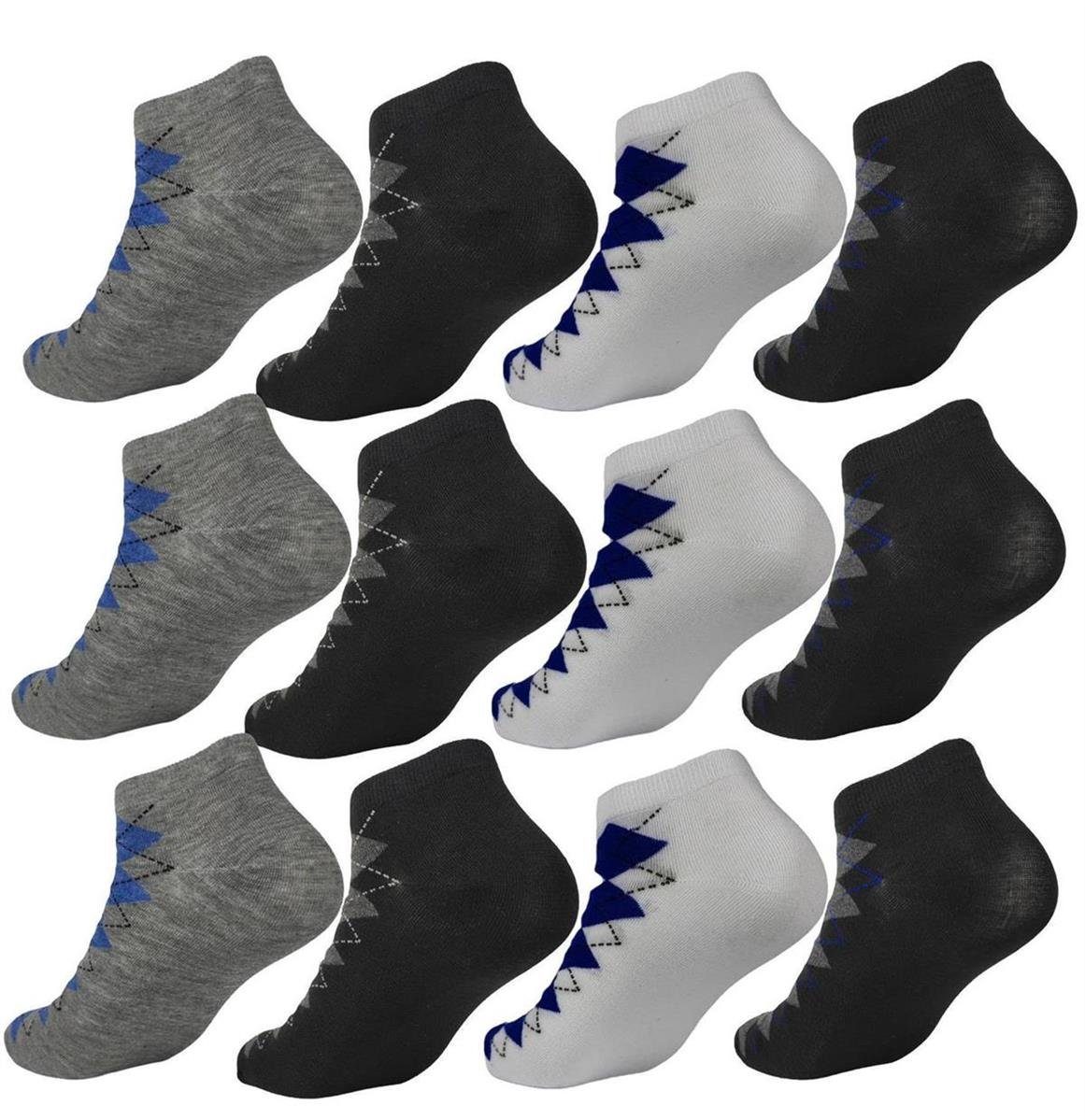 EloModa Sneakersocken 12 Paar Sneaker Socken Herren Damen Sport Socken Baumwolle, 39-42 (12-Paar) 12 Paar, mix1 | Sneakersocken