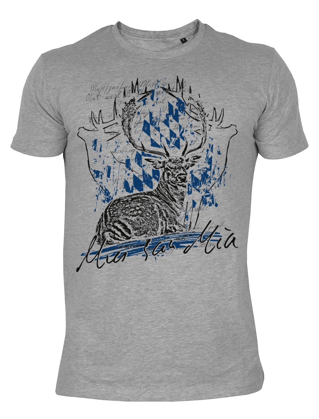 Tini - Shirts Print-Shirt Bayrisches Sprüche Shirt Hirsch Moderne Tracht Volksfest : Mia san Mia