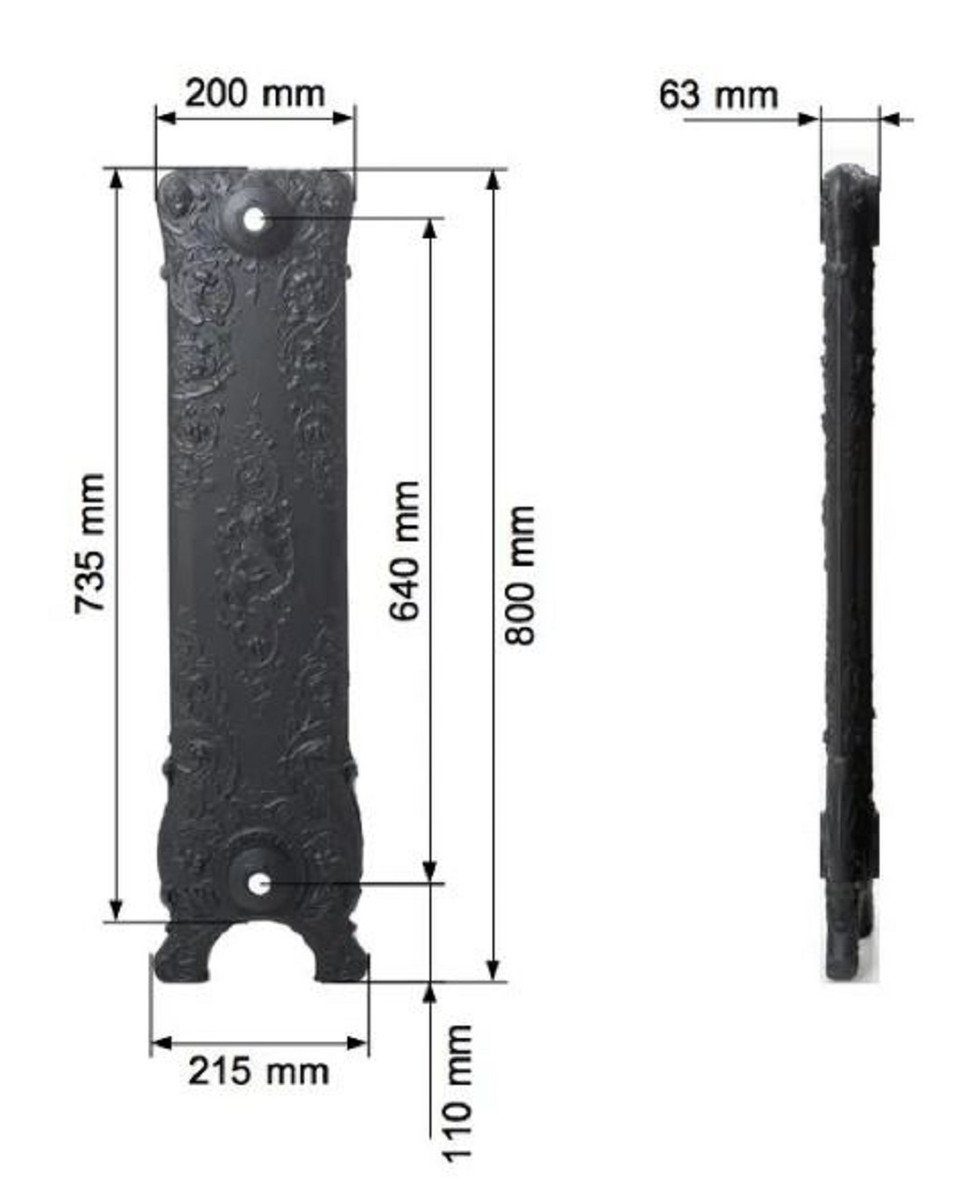Casa Stil - Padrino Gusseisen cm mit & Wasserheizkörper Heizung Verschiedene H. Farben - Designheizkörper Barock Antik 80 Zentralheizkörper Ornamenten - Heizkörper Smaragd Vintage - Größen Luxus