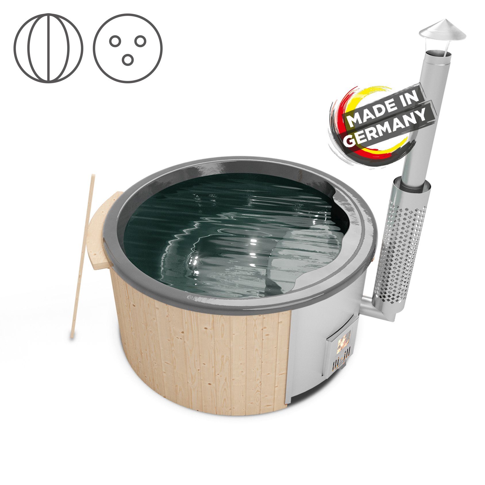 Holzklusiv Whirlpool-Badewanne Hot Tub Saphir Basic Deluxe