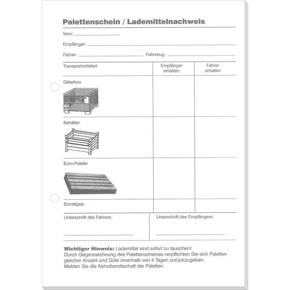 RNK Verlag Organisationsmappe Palettenschein Lademittelnachweis, DIN A5 Block selbstdurchschreibend 4x25 Blatt