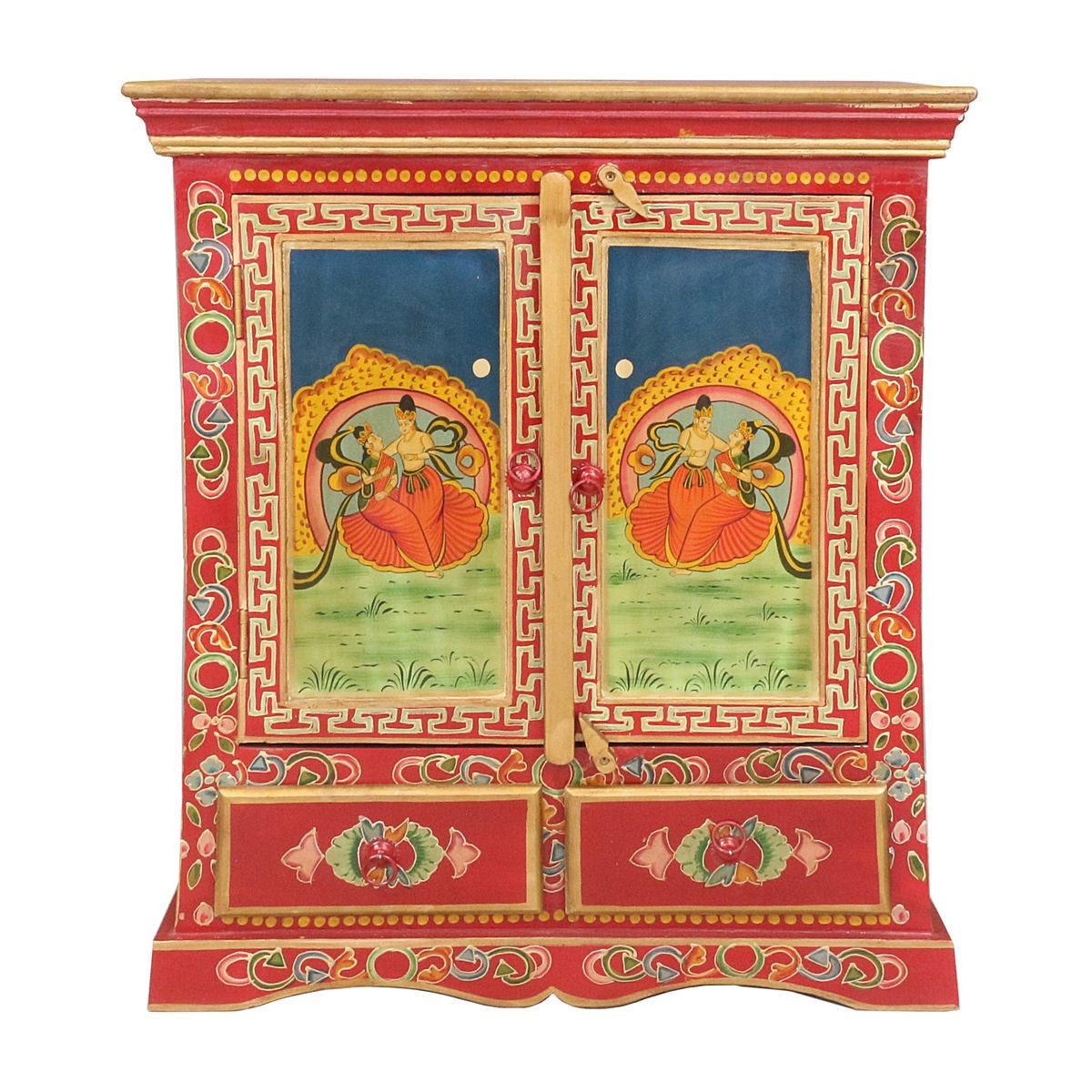 Oriental Galerie Mehrzweckschrank Tibet Wandschrank Sarma Rot 90 cm
