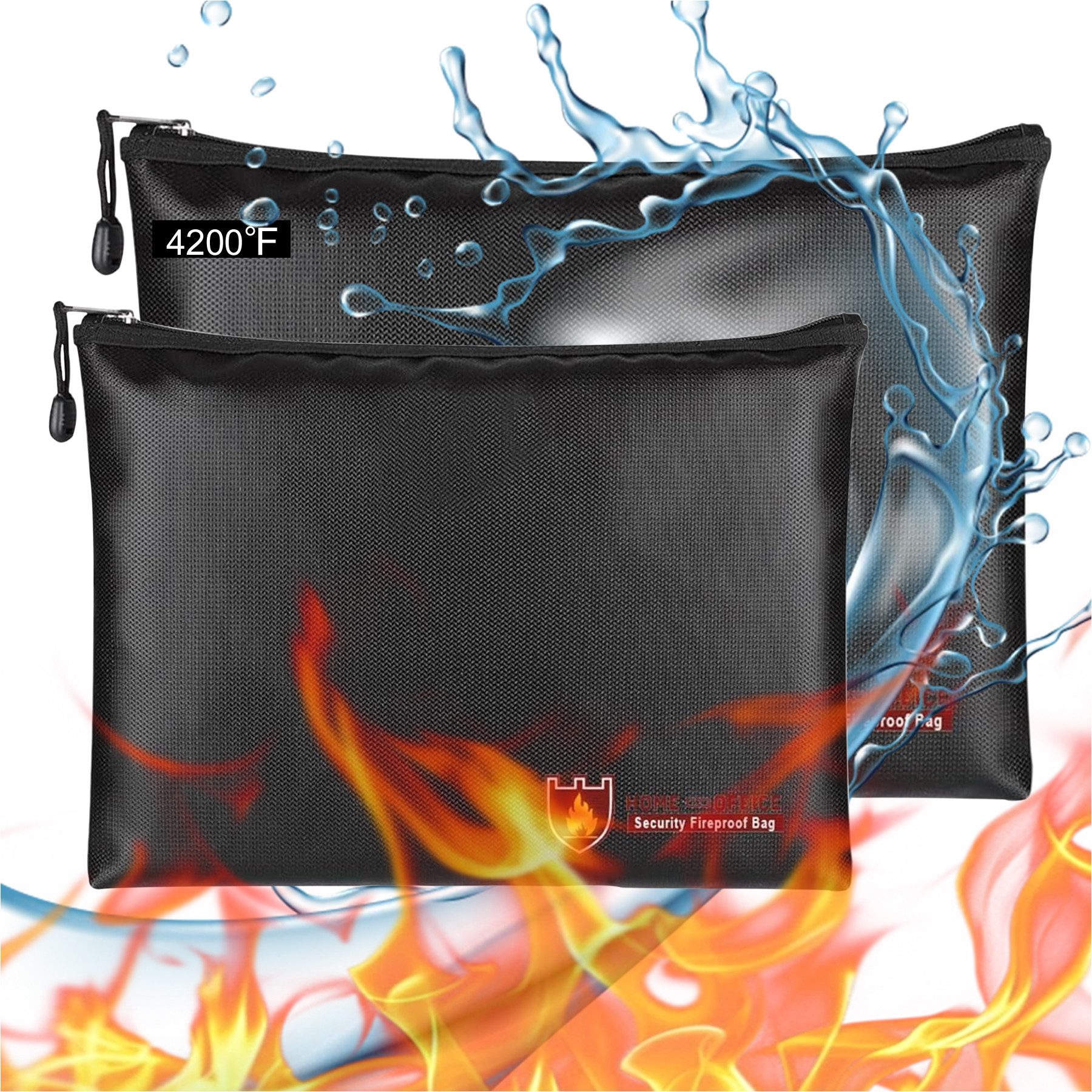 Mutig Dokumententasche 2 Stück Feuerfeste Dokumententasche 4200℉ Dokumentenbox Ordner (Feuerfeste Geldtasche, Tresor Feuerfest Wasserdicht Geldscheine, Bargeld, Passport, Bankdatei, Für Dokumente, Geld, Aufbewahrung Aktentasche), für Zuhause, Büro und Rei