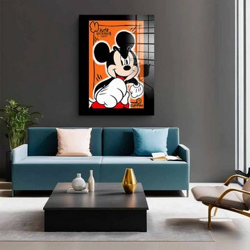 DOTCOMCANVAS® Acrylglasbild Proud Mickey - Acrylglas, Acrylglasbild Proud Mickey Mouse Comic Cartoon orange Wandbild