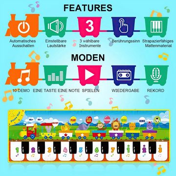 DOPWii Lernspielzeug Musikspielmatte zum Anfassen für Kinder, mit 10 Liedern, 8 Tiergeräuschen und 5 Mustern