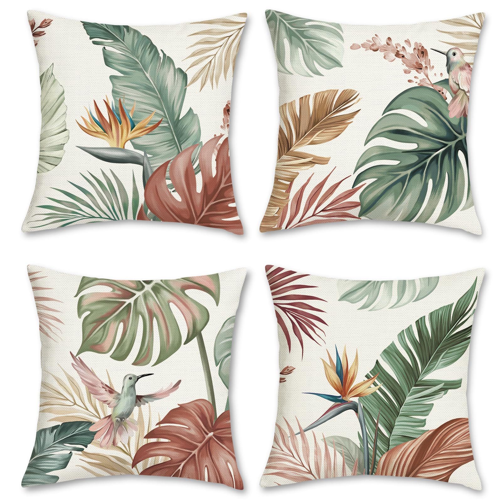 Agger Kissenbezug Kissenbezugen 4 Stück 45 x 45 cm Dekorative Outdoor Kissen Sofakissen, (4 Stück), Atmungsaktiv Tropische Pflanzen Kissenbezugen Werden