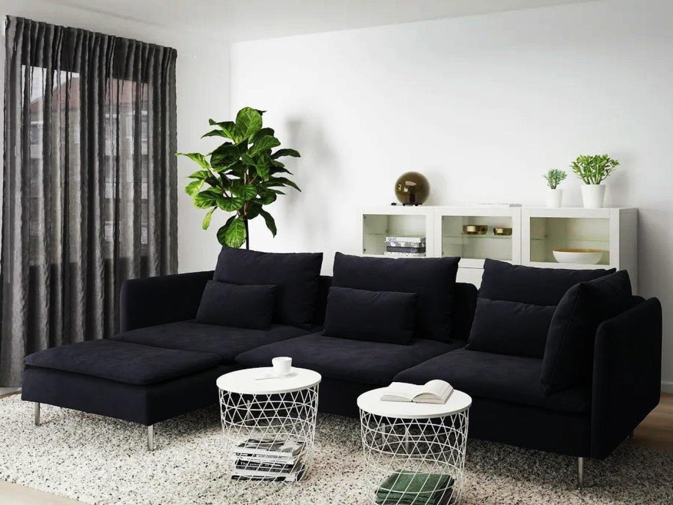 Ecksofa Textil Garnitur Couch L-Form Ecksofa Design Sofa Modern Schwarz JVmoebel