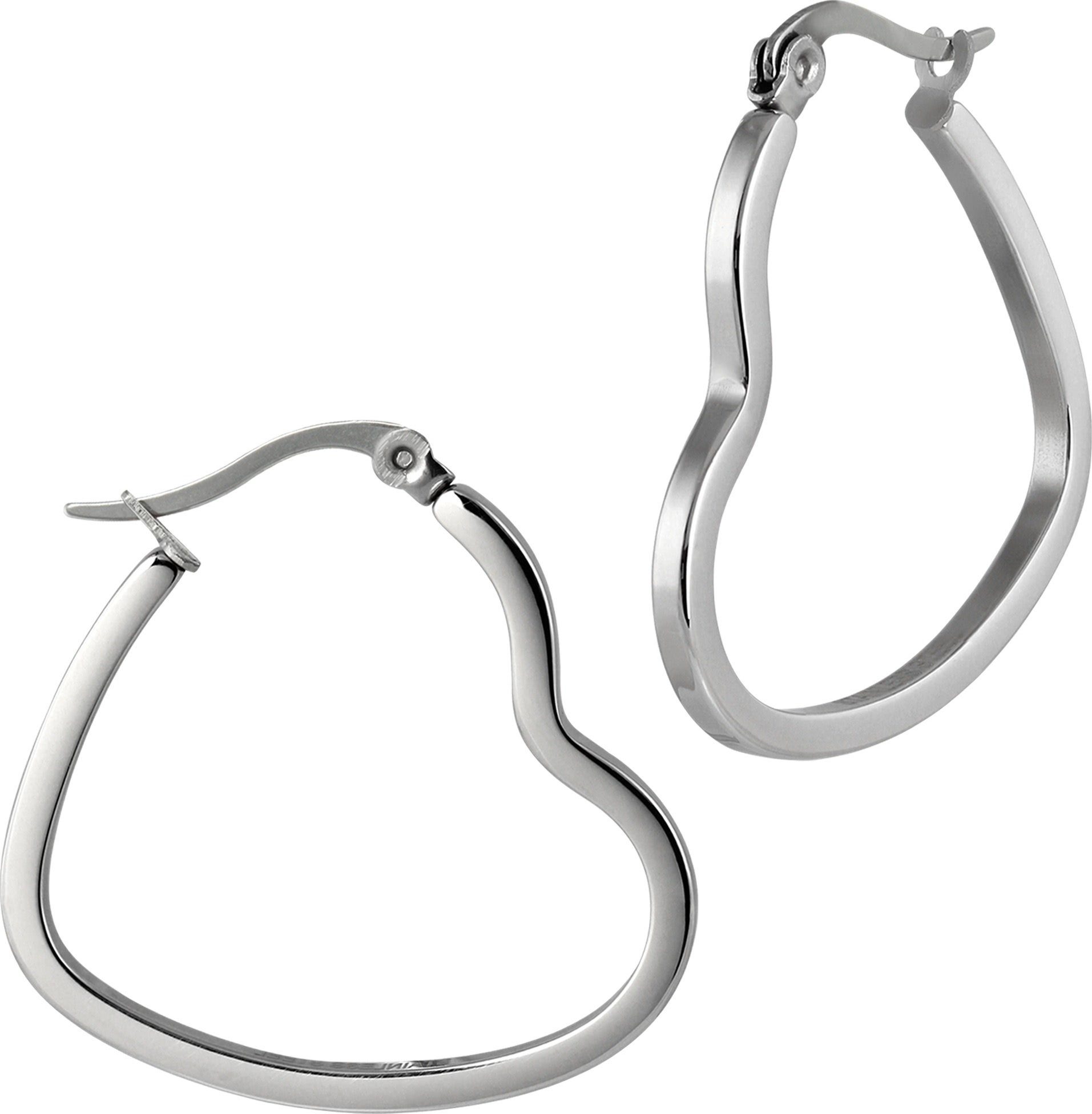 Amello Paar Creolen Amello Ohrringe 4cm Edelstahl Creolen Herz (Creolen), Damen Creolen Herz aus Edelstahl (Stainless Steel), silberfarben