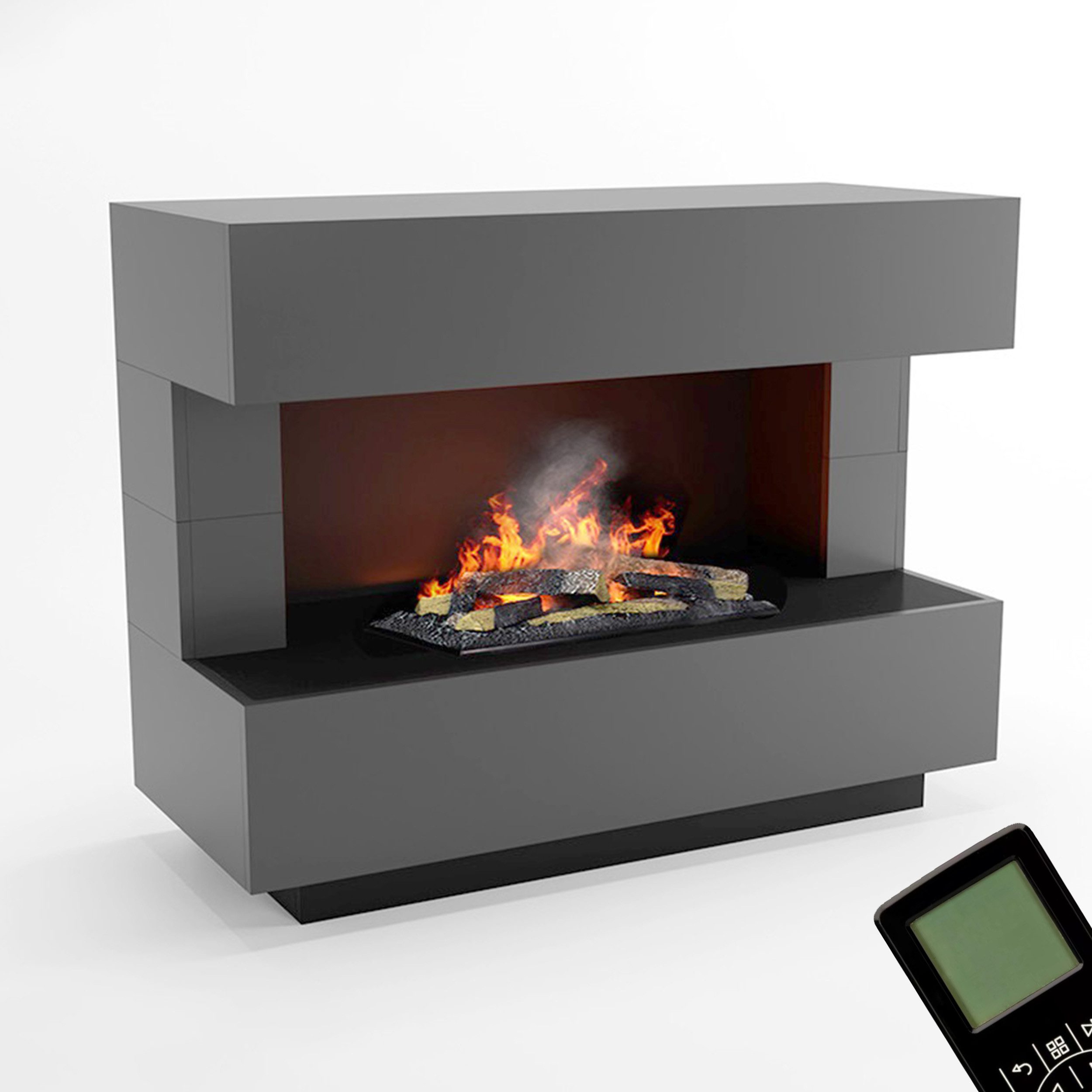 GLOW FIRE Elektrokamin Kant Wasserdampf Kamin, Elektrischer Kamin, Wasserdampfkamin mit 3D Feuer und Knisterfunktion