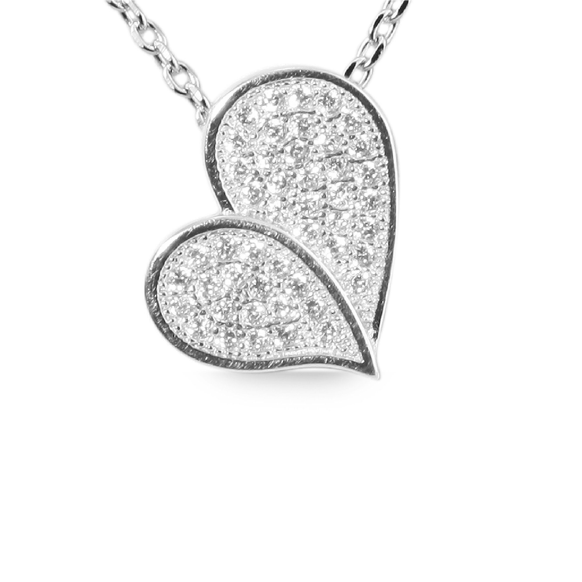 Adelia´s Kettenanhänger Anhänger Herz aus 925 Silber mit Zirkonia, Höhe 0,2  mm Breite 1,5 mm