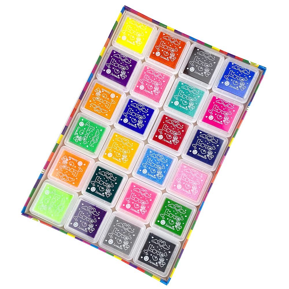FOUORTUNATE-BEE Stempelkissen Set 24 Farben Waschbar DIY Basteln Papier Stoff Stempelkissen (Stempelfarbe Set Kinder Basteln Karten DIY Papier Holz Stoff)