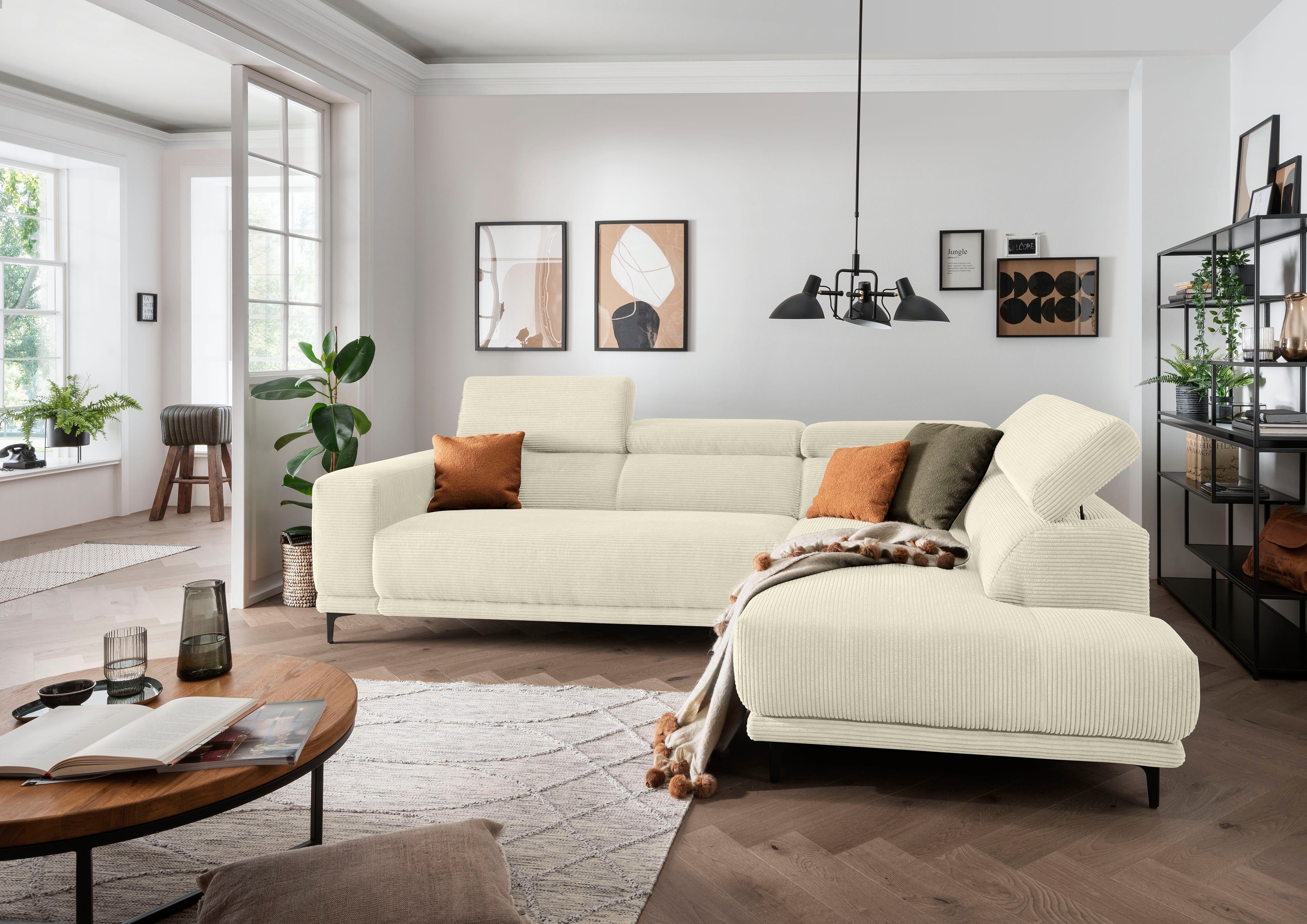 alina Ecksofa "Hikari" wahlweise mit Sitzvorzug, in modernem Cordstoff, Bre günstig online kaufen