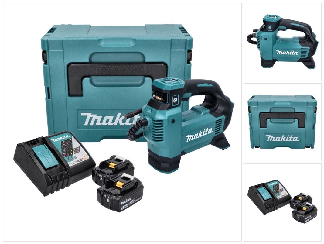 Makita Akku-Handkompressor DMP 181 RFJ Akku Kompressor 18 V 11,1 bar + 2x Akku 3,0 Ah